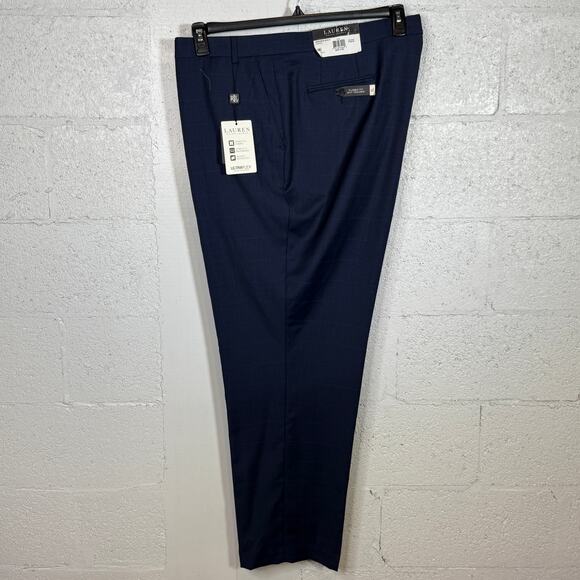 Ralph Lauren Men's Classic-Fit Flat Front Suit Pants, Blue Plaid 56x32 $190 - Picture 1 of 10